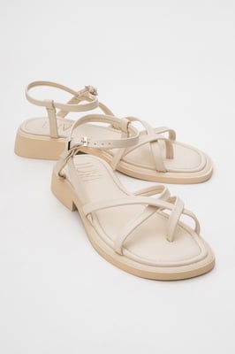 Antas Met bandjes Leer Plat Sandalen (Women)
