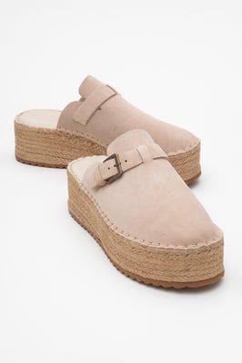 Novas Leren Platform Espadrille Muil (Dames)