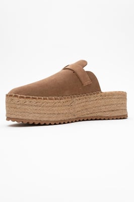 Novas Leren Platform Espadrille Muil (Dames)