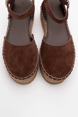 Viba Leren Espadrille Platform Sleehak Sandalen (Dames)