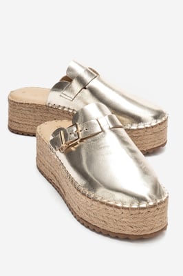 Novas Leren Platform Espadrille Muil (Dames)