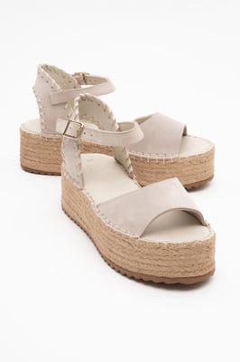 Serez Leren Platform Espadrilles Sandaal (Dames)