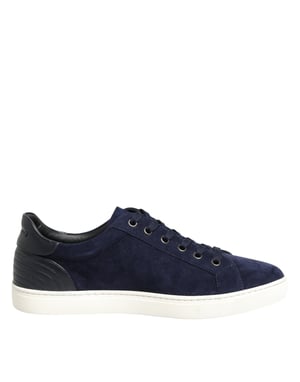 Dolce & Gabbana Blauwe Leren Suède Lage Sneakers Schoenen
