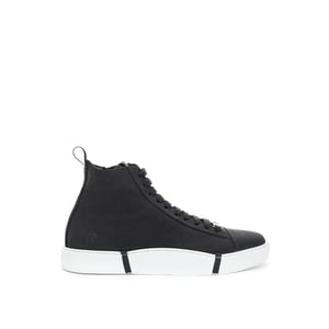 Roberto Cavalli Svart Mocka Läder Hög Top Sneakers