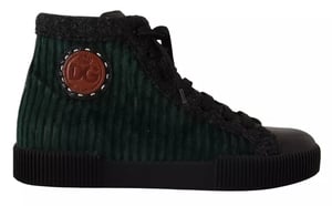 Dolce & Gabbana Groene Corduroy Hoge Sneakers Heren Casual Schoenen