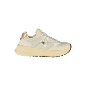 Blauer Beige Leren Dames Sneakers