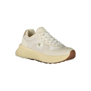 Blauer Beige Leren Dames Sneakers