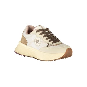 Blauer Beige Leren Dames Sneakers