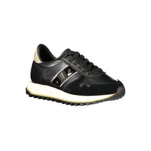 Blauer Zwarte Leren Dames Sneakers