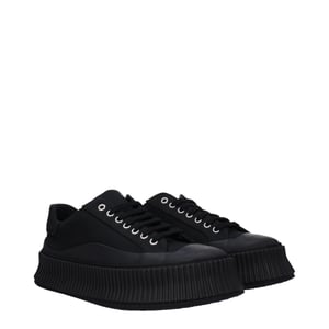 Jil Sander Svarta Textil Plattformssneakers