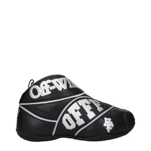 Off-White Zwarte Leren Hoge Sneakers