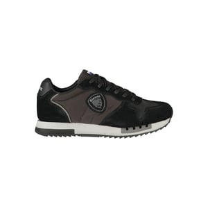 Blauer Zwarte Polyurethaan Heren Sneakers