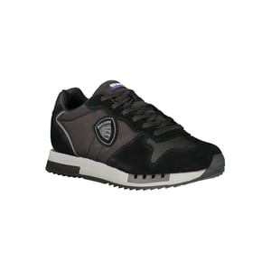 Blauer Zwarte Polyurethaan Heren Sneakers