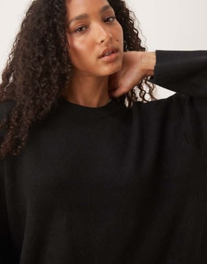 ASOS DESIGN crew neck mini dress with wide cuff in black