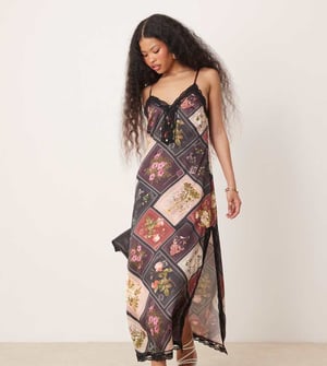 Miss Selfridge Petite maxi dress in patchwork print