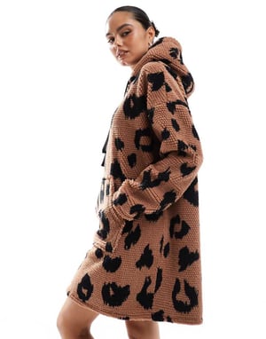 ASOS DESIGN honeycomb oversized lounge hoodie in leopard print