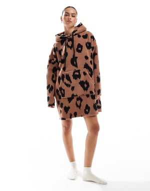ASOS DESIGN honeycomb oversized lounge hoodie in leopard print