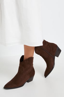 Evie Faux Suede Western Ankle Boots