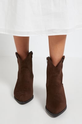 Evie Faux Suede Western Ankle Boots