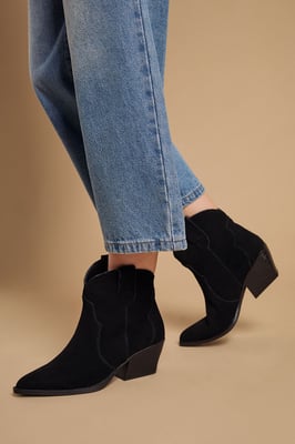 Amber Real Suede Western Ankle Boots
