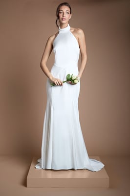 Matte and Satin Wedding Dress With Puddle
