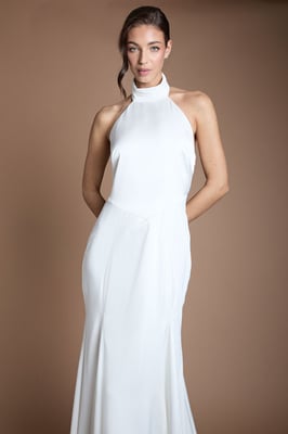 Matte and Satin Wedding Dress With Puddle