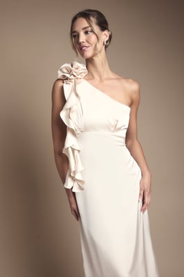 Corsage One Shoulder Maxi Bridesmaid Dress