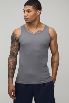 Basic Muscle Fit Ribbed Vest