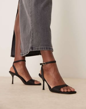 ASOS DESIGN Hollow barely there heeled sandals in black