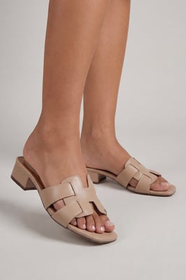 Lyla Faux Leather Interwoven Low Block Heeled Mules