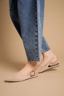 Binx Faux Suede Slingback Pointed Flat Shoes