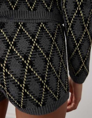 Reclaimed Vintage knitted short co-ord in argyle print