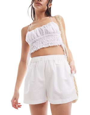 COLLUSION beach woven boxer short in white - WHITE