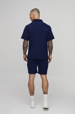 Short Sleeve Jersey Herringbone Shirt And Short Set