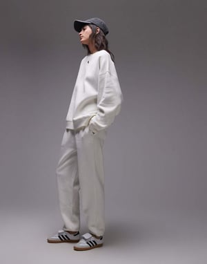 Topshop premium co ord seam detail sweat in ecru - IVORY