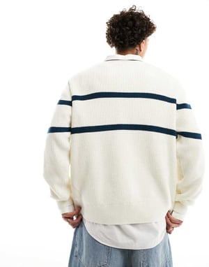 Dickies melvern knitted sweater in ecru and green-