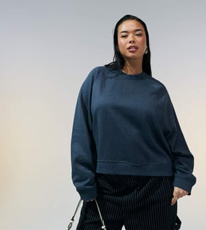 ASOS DESIGN Curve oversized sweat with raglan detail in charcoal