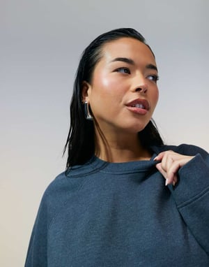 ASOS DESIGN Curve oversized sweat with raglan detail in charcoal