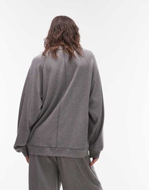 Topshop premium rib raglan sweat in grey