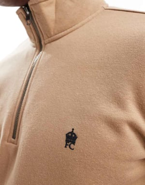 French Connection half zip funnel neck sweatshirt in camel