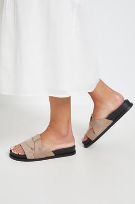 Isla Faux Suede Interwoven Footbed Mules