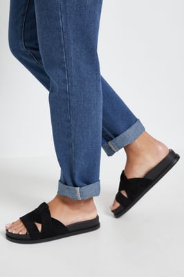 Isla Faux Suede Interwoven Footbed Mules