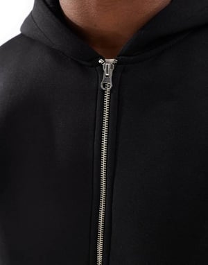 ASOS DESIGN heavyweight relaxed boxy zip through hoodie in scuba-style fabric in black