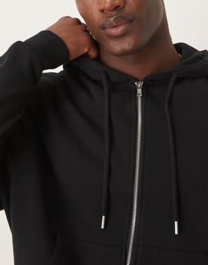 ASOS DESIGN essentials boxy relaxed zip through hoodie in black
