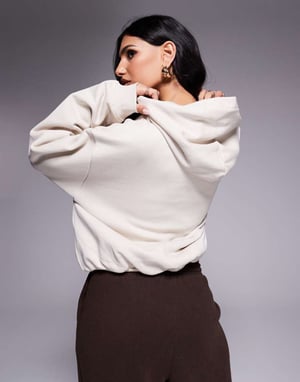 ASOS DESIGN hoodie with bubble hem detail in stone