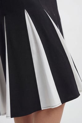 Soft Tailored Contrast Godet Detail Midi Skirt