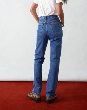 ASOS DESIGN high rise slim straight jean in bright mid blue