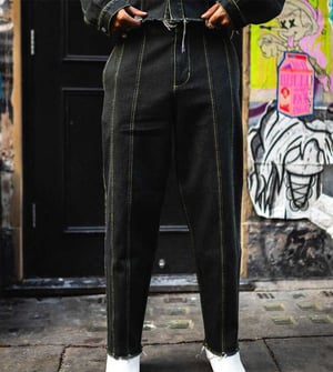 Labelrail x OliBrom seam detail straight leg jeans in washed black co-ord