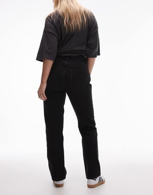 Topshop Hourglass Kort high rise straight jean in washed black