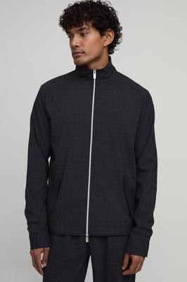 Micro Check Double Zip Funnel Neck Regular Fit Harrington Co-ord